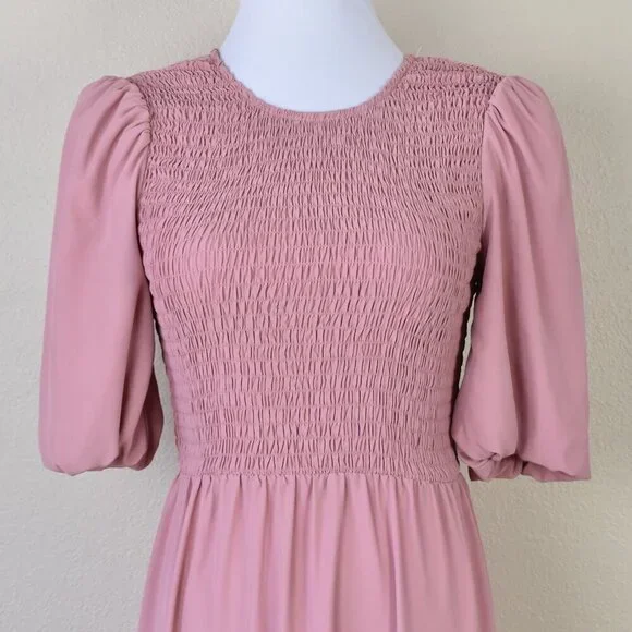 WAYF Camden Smocked Midi Tiered Dress - XS - Picture 2 of 9